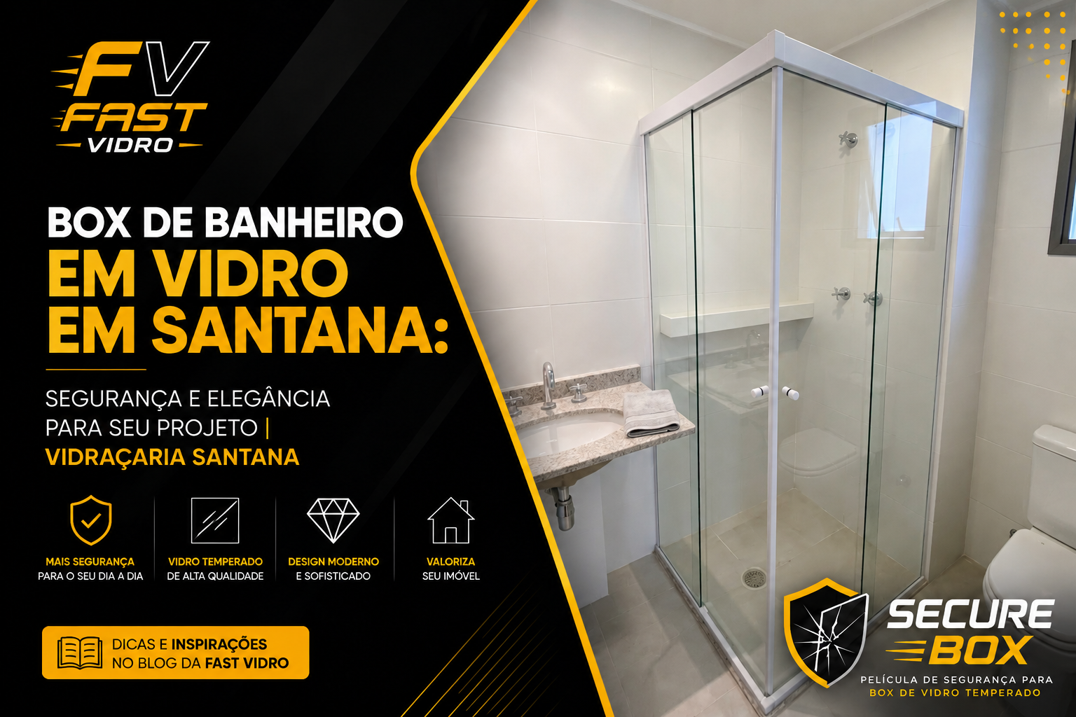 Box de Banheiro em Vidro em Santana — Fast Vidro Vidraçaria Santana