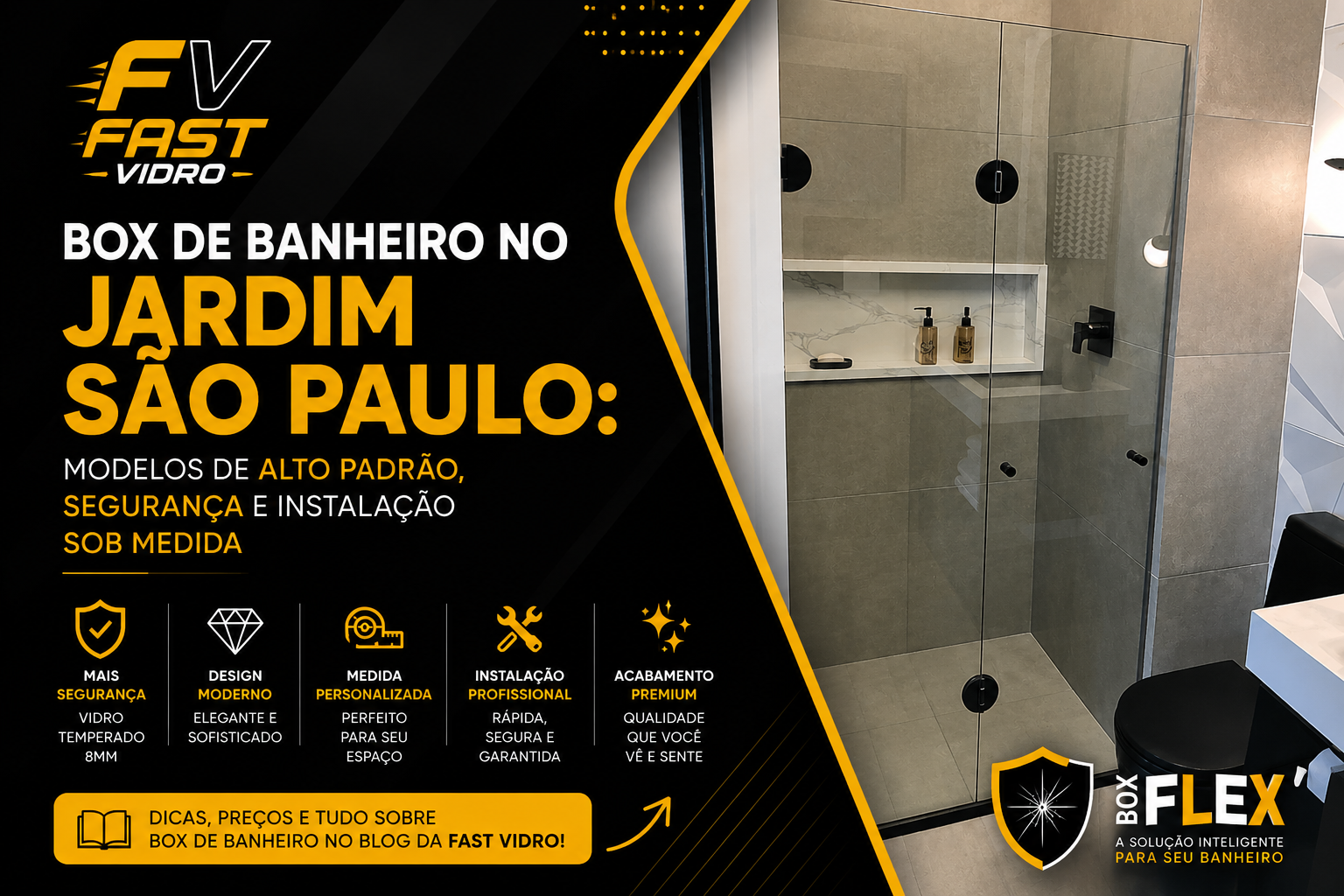 Box de Banheiro no Jardim São Paulo — Fast Vidro Vidraçaria Zona Norte