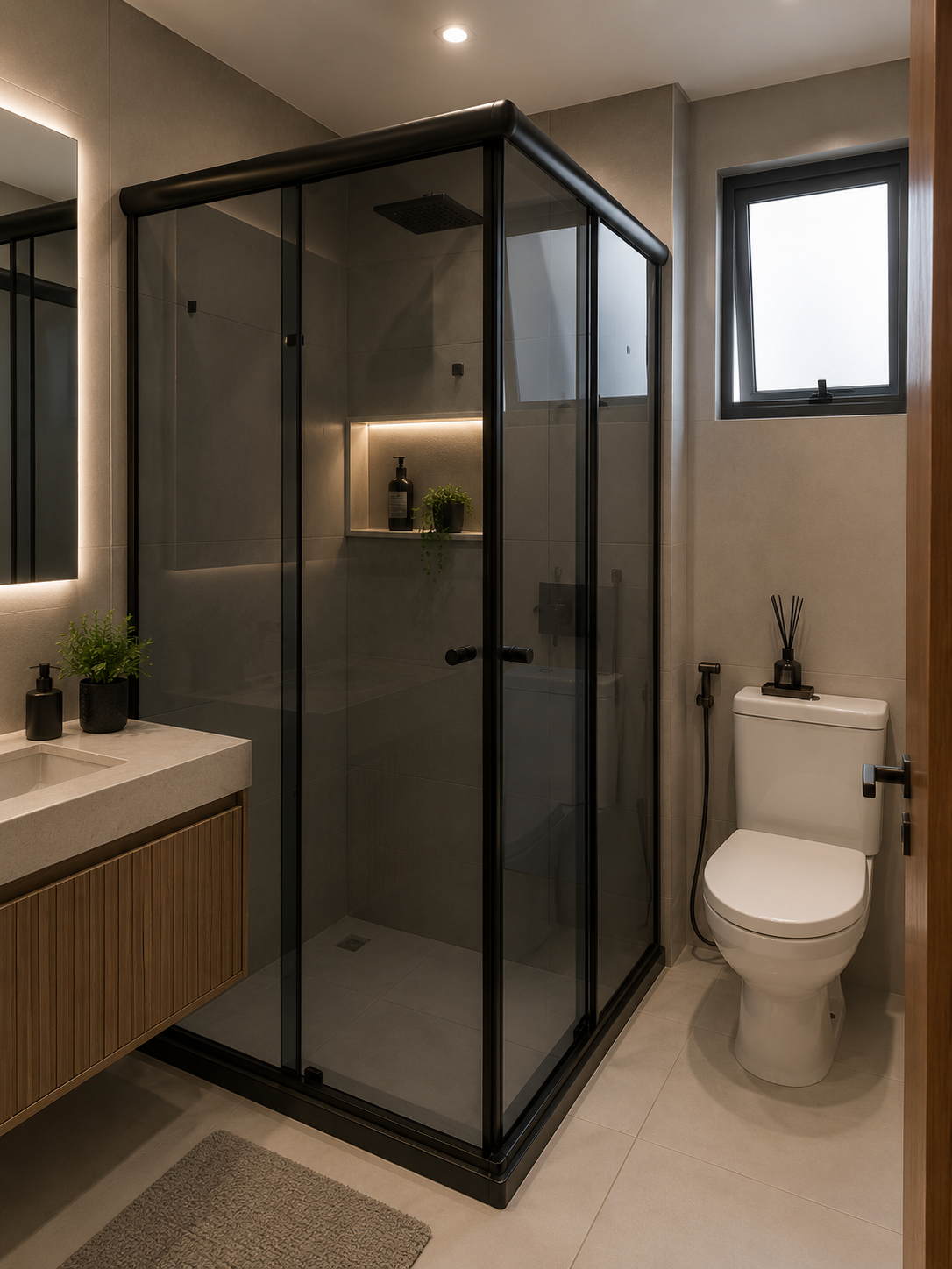 Box Tradicional Fumê instalado em Brooklin — projeto Fast Vidro 3