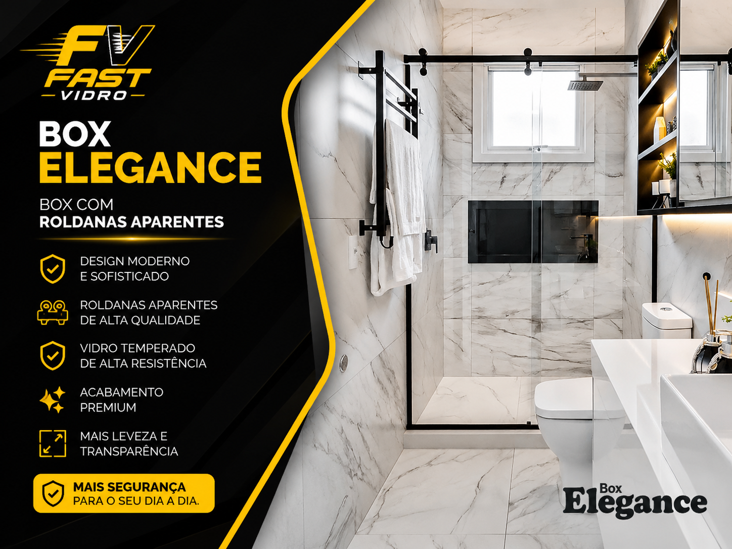 Box Elegance Incolor instalado em Brooklin — projeto Fast Vidro 1